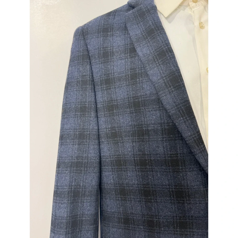 NWT J. Crew Men Blue Blazer Thompson Plaid Wool Blend Sport Coat 36